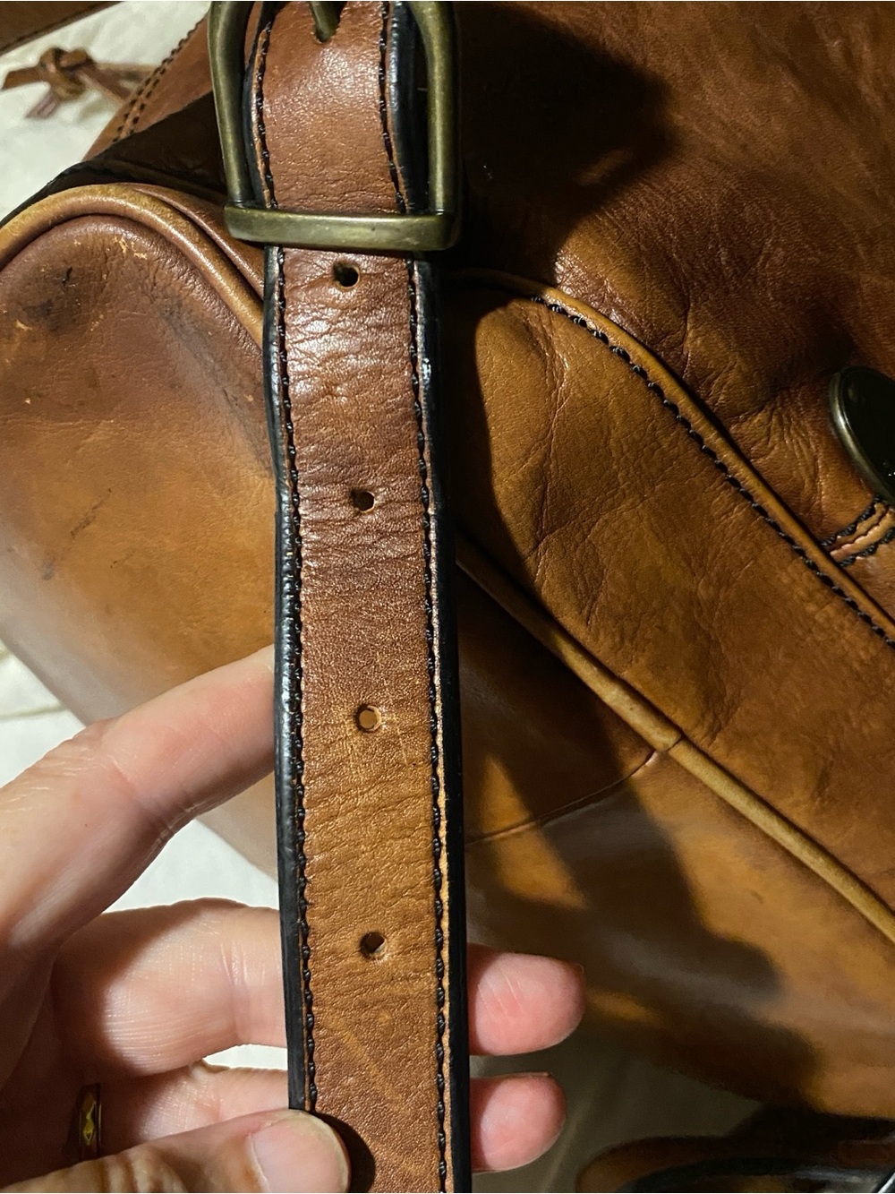 FOSSIL Vintage Reissue women's brown leather distressed backpack bag drawstring - Picture 16 of 16